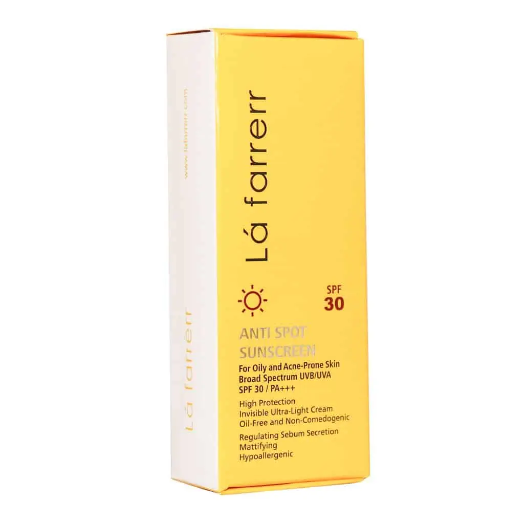 ضدآفتاب ضدلک بی رنگ SPF30 پوست چرب لافارر