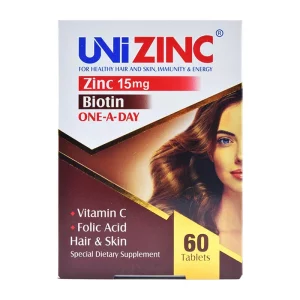 قرص یونی زینک 15mg بسته 60 عددی